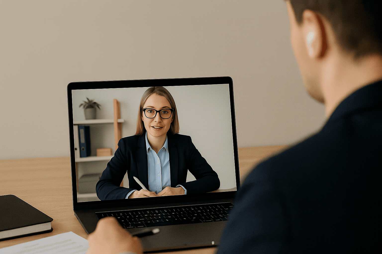 Remote notary session with a client via video call